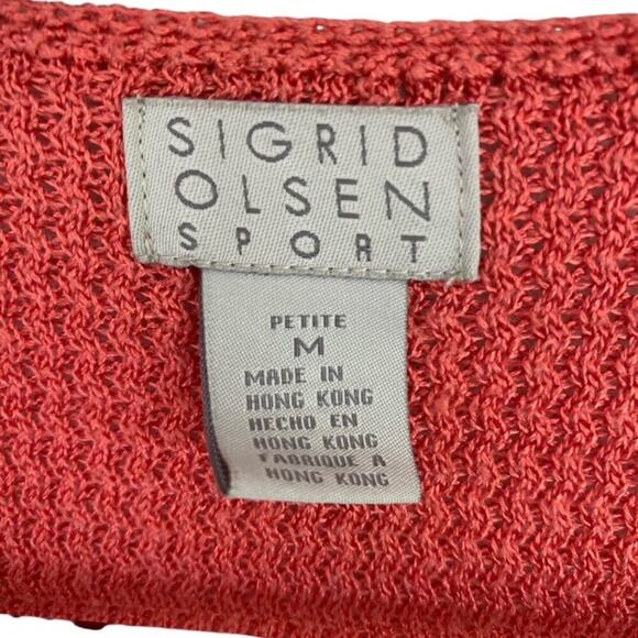 Sigrid Olsen Sport Coral 3 Button Front Cardigan - Petite Medium - Picture 3 of 4